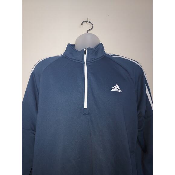 Adidas Golf Men's Pullover  Large 1/4 Zip  Long Sleeve French Terry Navy White - Picture 2 of 8